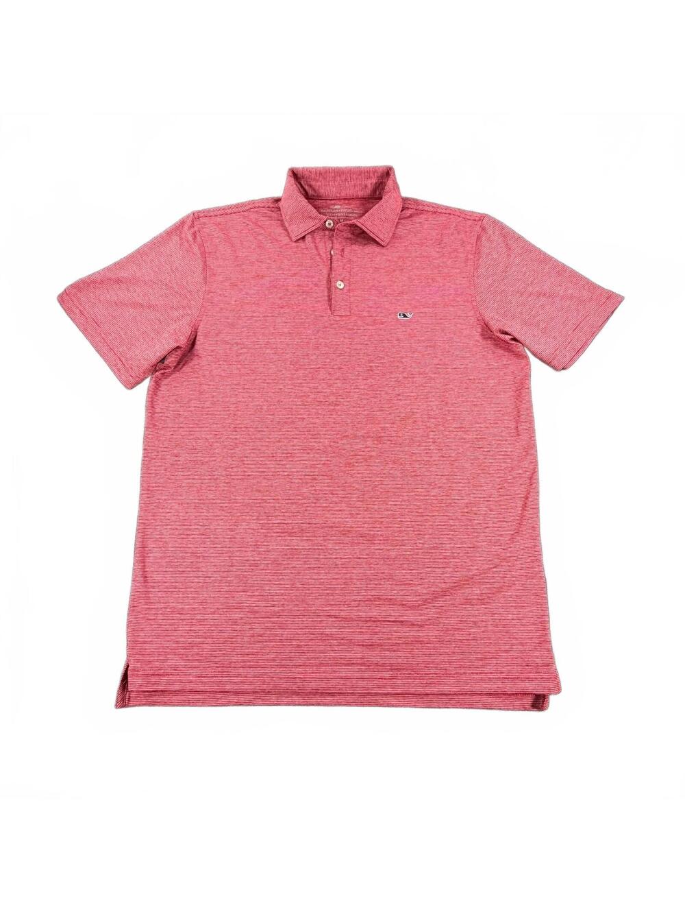 Vineyard Vines Men's On-The-Go Sankaty Golf Polo Shirt Red Striped Size M
